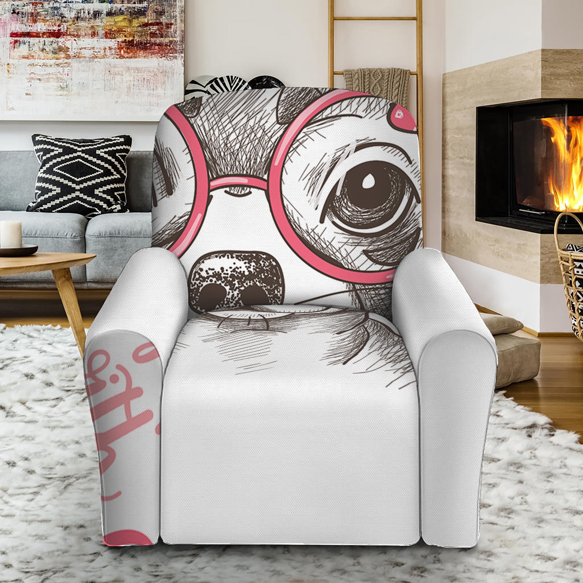 Cute Chihuahua With Glasses Print Recliner Slipcover