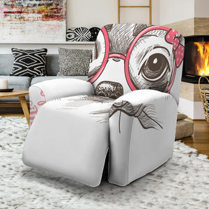 Cute Chihuahua With Glasses Print Recliner Slipcover