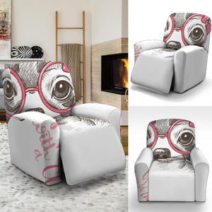 Cute Chihuahua With Glasses Print Recliner Slipcover