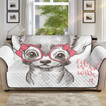 Cute Chihuahua With Glasses Print Sofa Protector