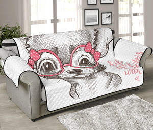 Cute Chihuahua With Glasses Print Sofa Protector