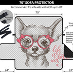 Cute Chihuahua With Glasses Print Sofa Protector