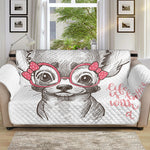 Cute Chihuahua With Glasses Print Sofa Protector