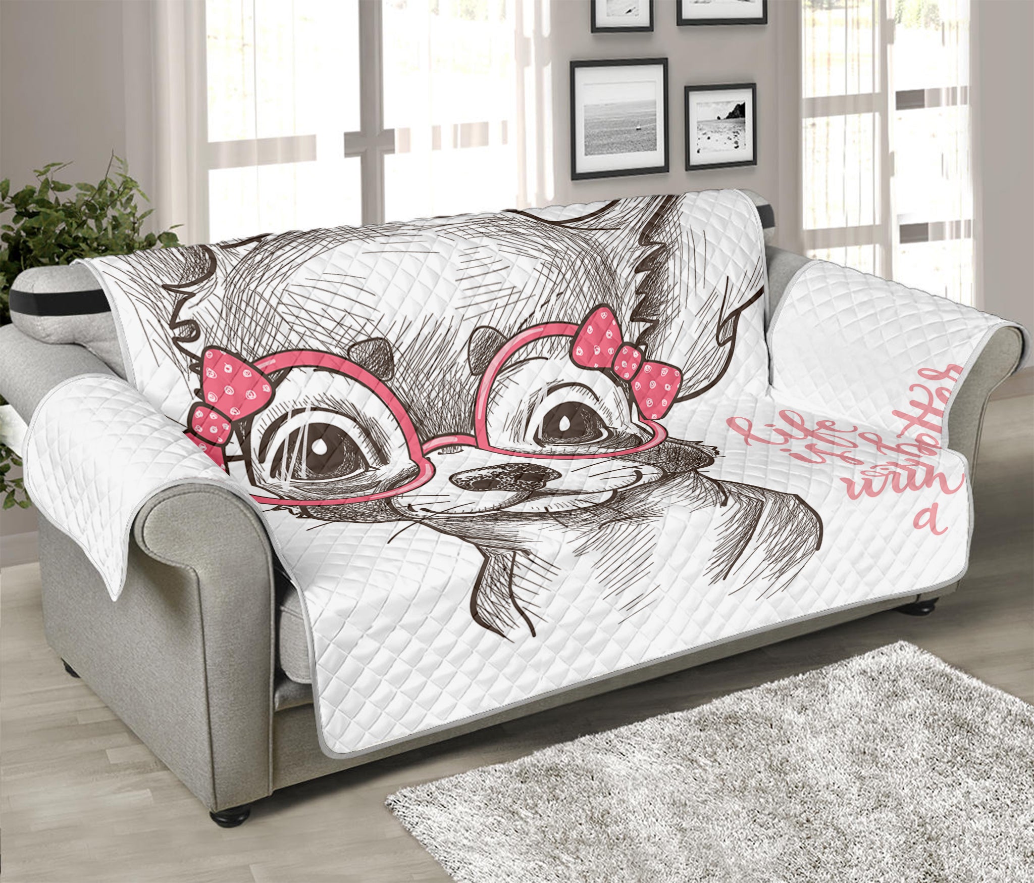 Cute Chihuahua With Glasses Print Sofa Protector