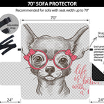 Cute Chihuahua With Glasses Print Sofa Protector