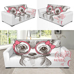 Cute Chihuahua With Glasses Print Sofa Slipcover