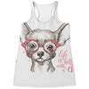 Cute Chihuahua With Glasses Print Women's Racerback Tank Top