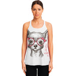 Cute Chihuahua With Glasses Print Women's Racerback Tank Top