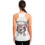 Cute Chihuahua With Glasses Print Women's Racerback Tank Top