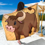 Cute Chinese Ox Zodiac Print Beach Sarong Wrap