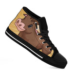 Cute Chinese Ox Zodiac Print Black High Top Shoes