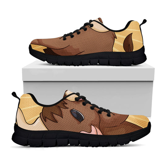 Cute Chinese Ox Zodiac Print Black Sneakers