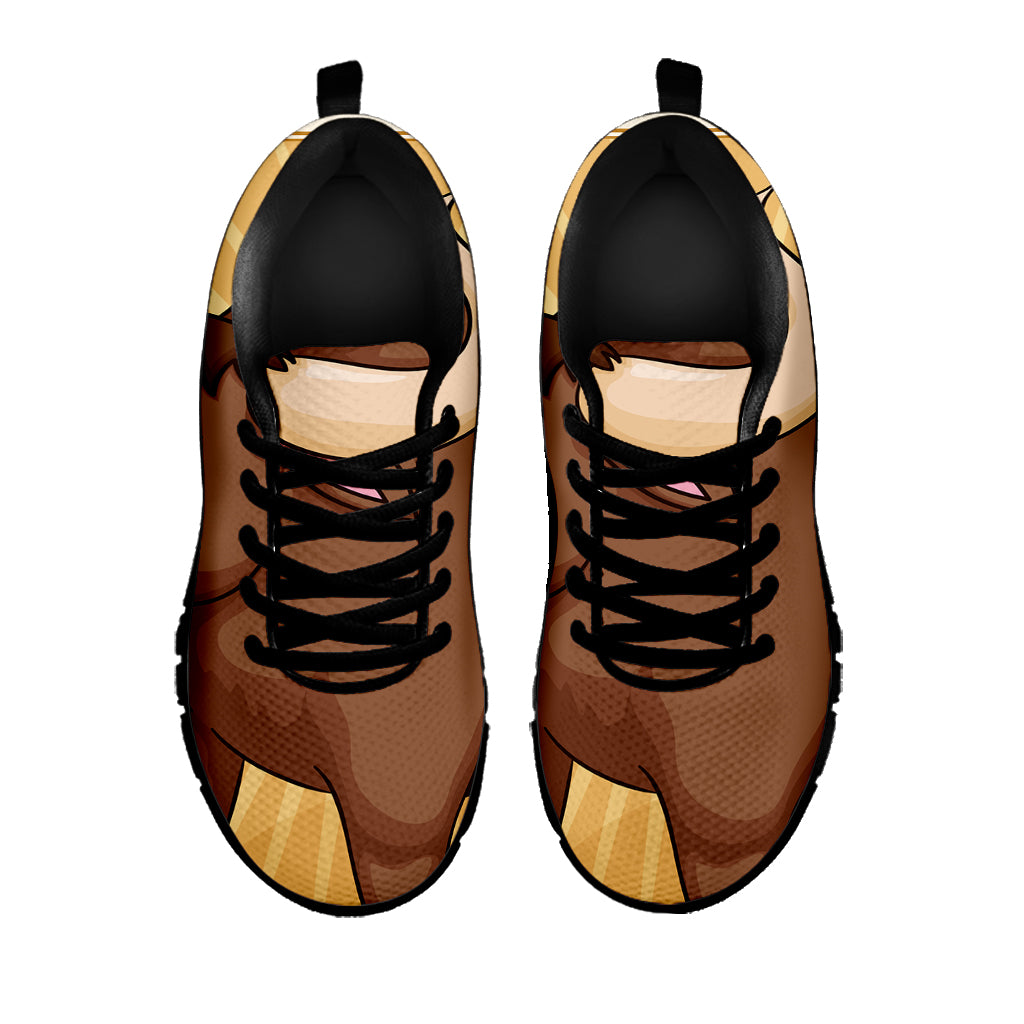 Cute Chinese Ox Zodiac Print Black Sneakers