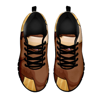 Cute Chinese Ox Zodiac Print Black Sneakers