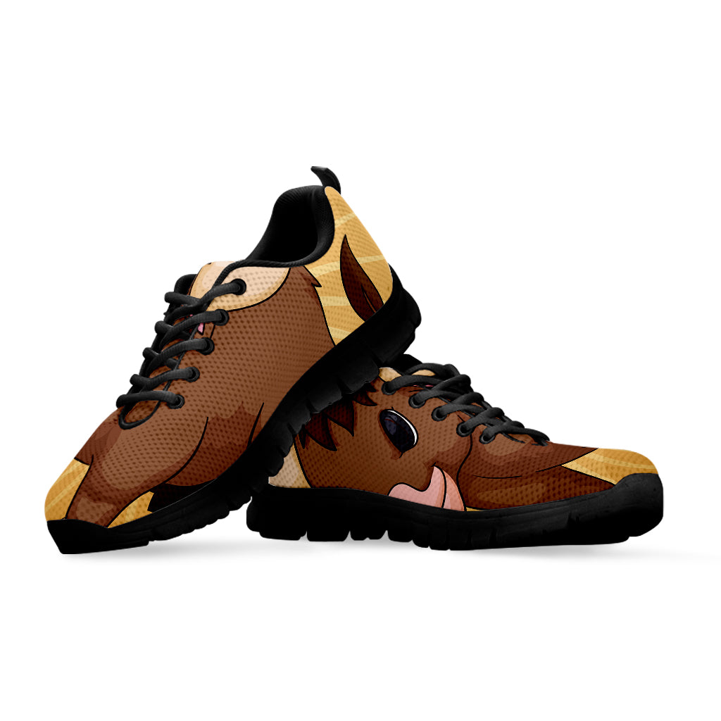 Cute Chinese Ox Zodiac Print Black Sneakers