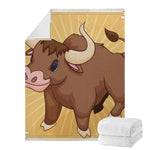 Cute Chinese Ox Zodiac Print Blanket