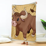 Cute Chinese Ox Zodiac Print Blanket