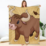 Cute Chinese Ox Zodiac Print Blanket