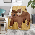Cute Chinese Ox Zodiac Print Blanket