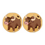 Cute Chinese Ox Zodiac Print Car Coasters