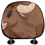 Cute Chinese Ox Zodiac Print Car Headrest Covers
