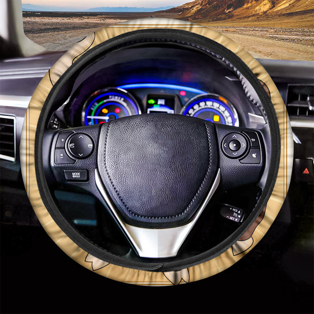 Cute Chinese Ox Zodiac Print Car Steering Wheel Cover