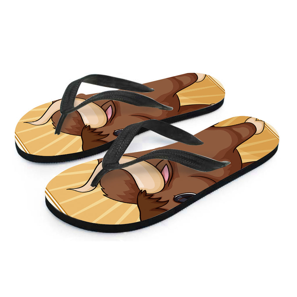 Cute Chinese Ox Zodiac Print Flip Flops