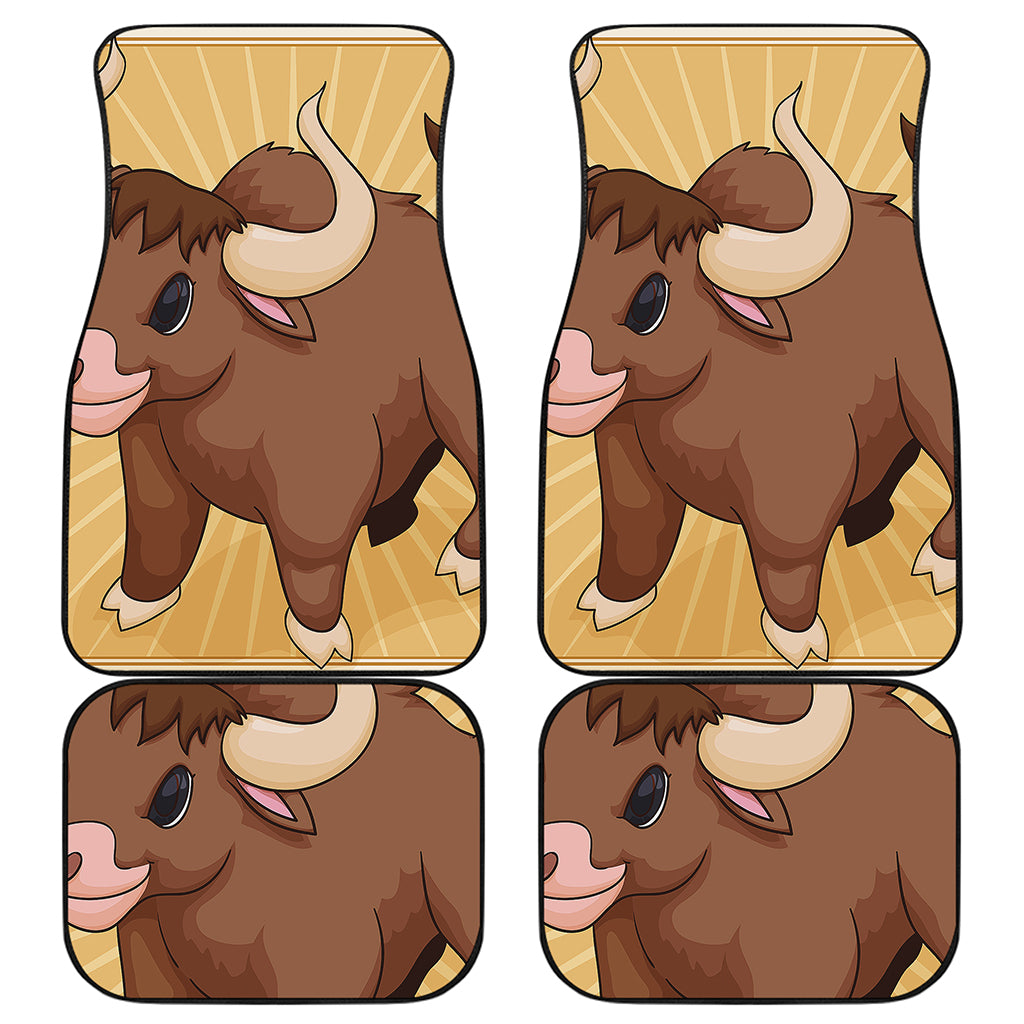 Cute Chinese Ox Zodiac Print Front and Back Car Floor Mats