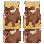 Cute Chinese Ox Zodiac Print Front and Back Car Floor Mats