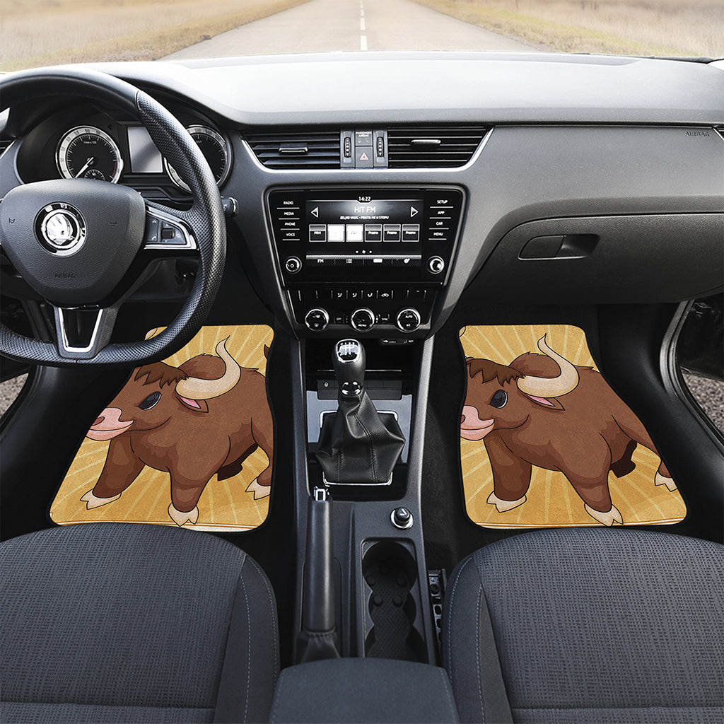 Cute Chinese Ox Zodiac Print Front and Back Car Floor Mats
