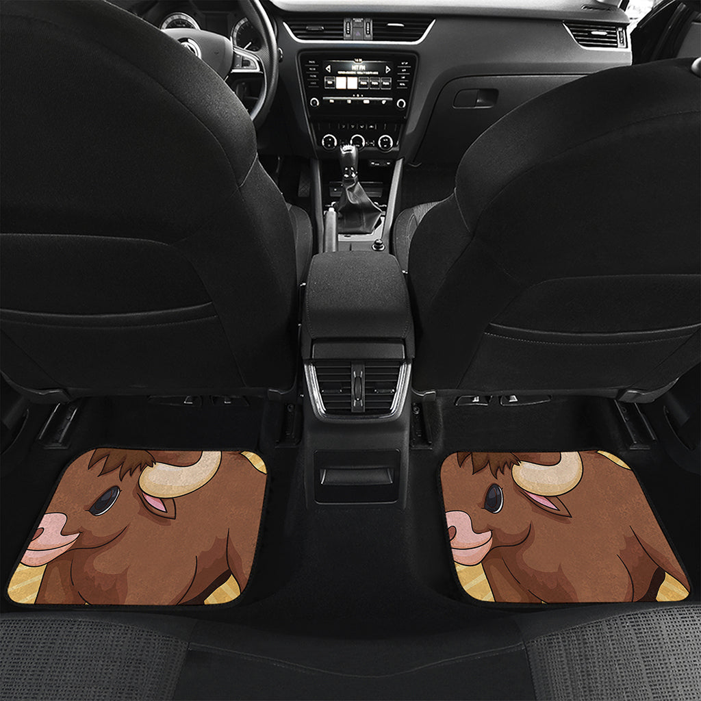 Cute Chinese Ox Zodiac Print Front and Back Car Floor Mats