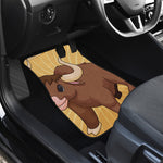 Cute Chinese Ox Zodiac Print Front and Back Car Floor Mats