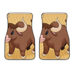 Cute Chinese Ox Zodiac Print Front Car Floor Mats