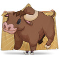 Cute Chinese Ox Zodiac Print Hooded Blanket