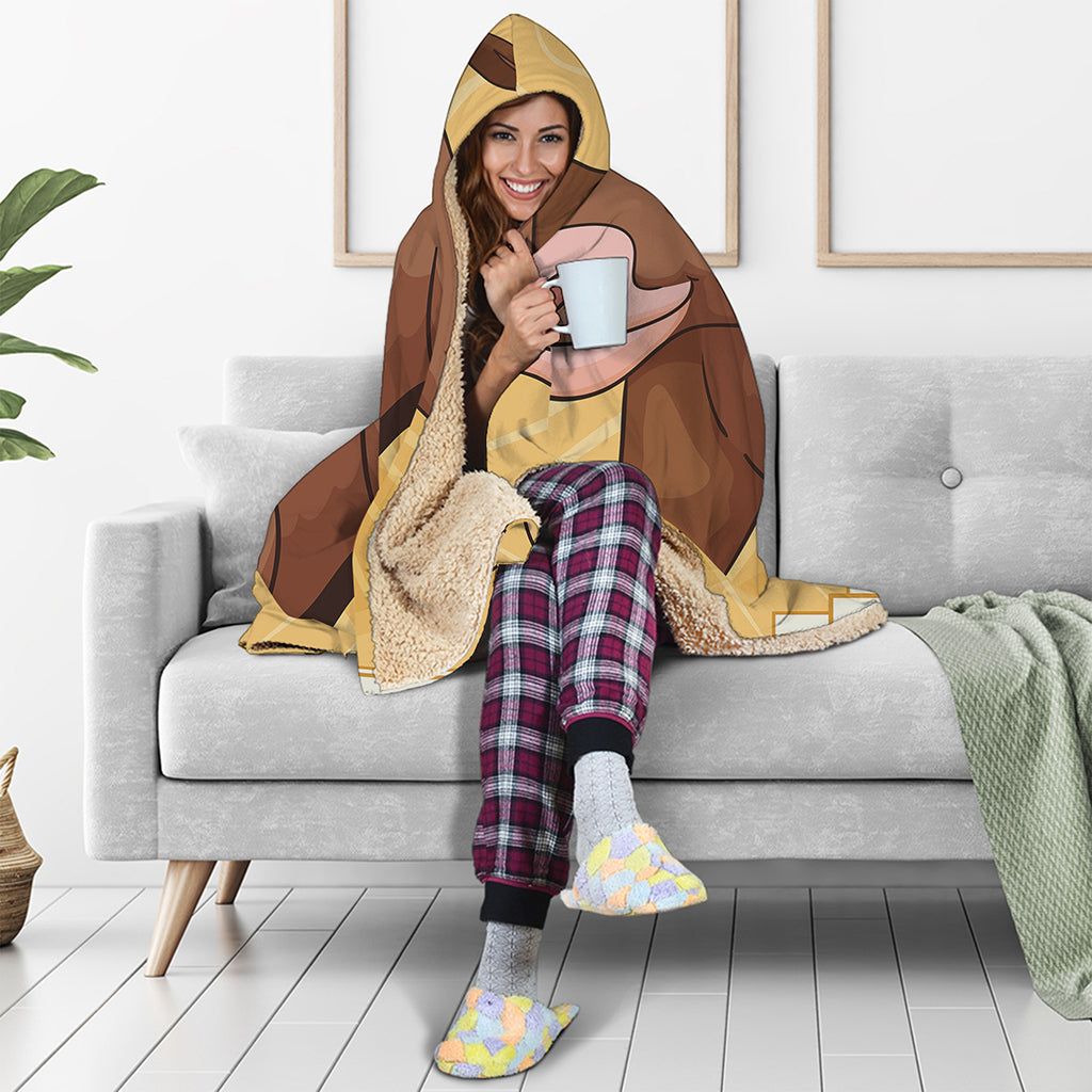 Cute Chinese Ox Zodiac Print Hooded Blanket