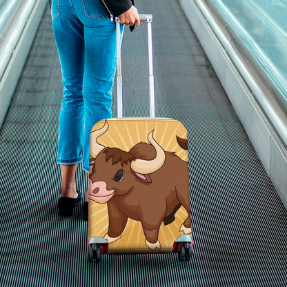 Cute Chinese Ox Zodiac Print Luggage Cover