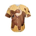 Cute Chinese Ox Zodiac Print Men's Baseball Jersey