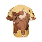 Cute Chinese Ox Zodiac Print Men's Baseball Jersey
