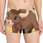 Cute Chinese Ox Zodiac Print Men's Boxer Briefs