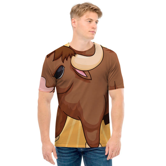 Cute Chinese Ox Zodiac Print Men's T-Shirt