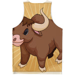 Cute Chinese Ox Zodiac Print Men's Tank Top