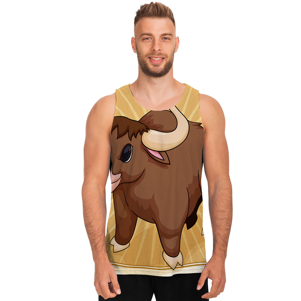 Cute Chinese Ox Zodiac Print Men's Tank Top