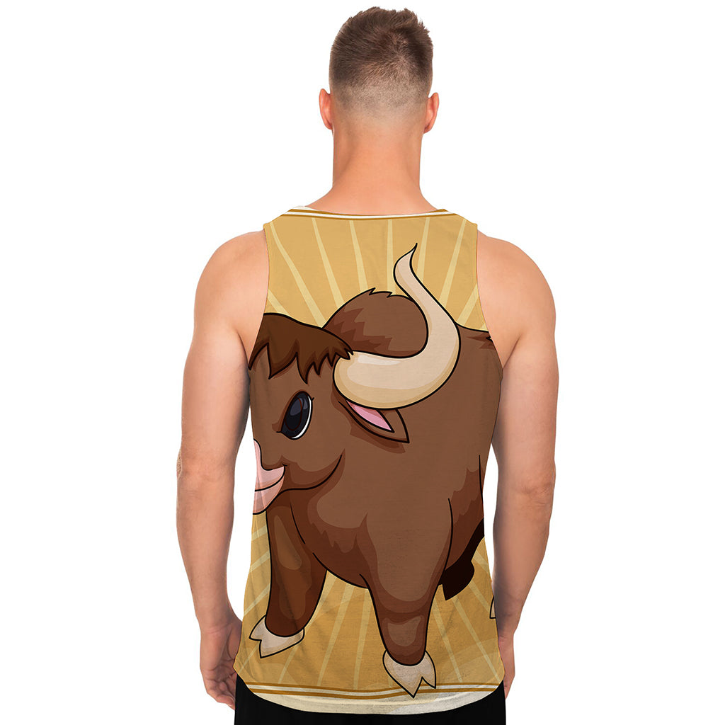 Cute Chinese Ox Zodiac Print Men's Tank Top