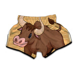 Cute Chinese Ox Zodiac Print Muay Thai Boxing Shorts