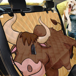 Cute Chinese Ox Zodiac Print Pet Car Back Seat Cover