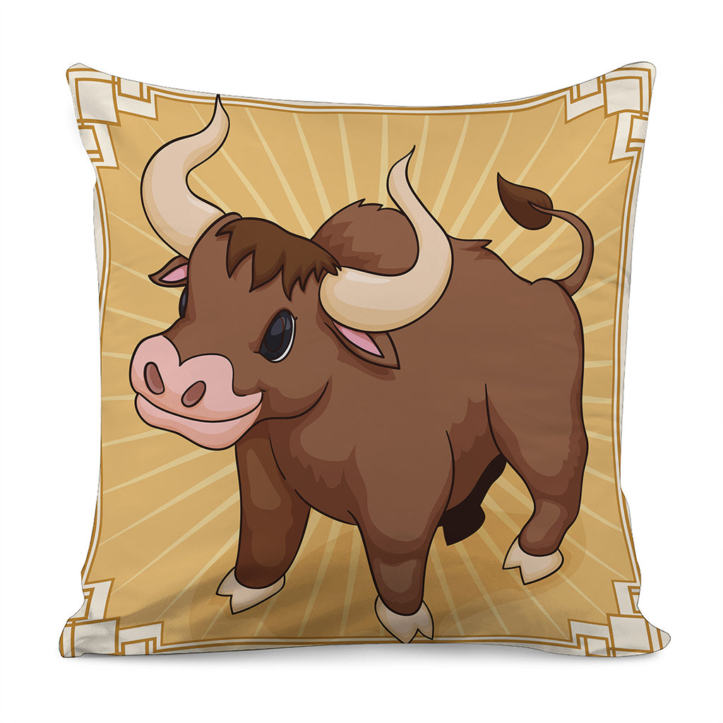 Cute Chinese Ox Zodiac Print Pillow Cover