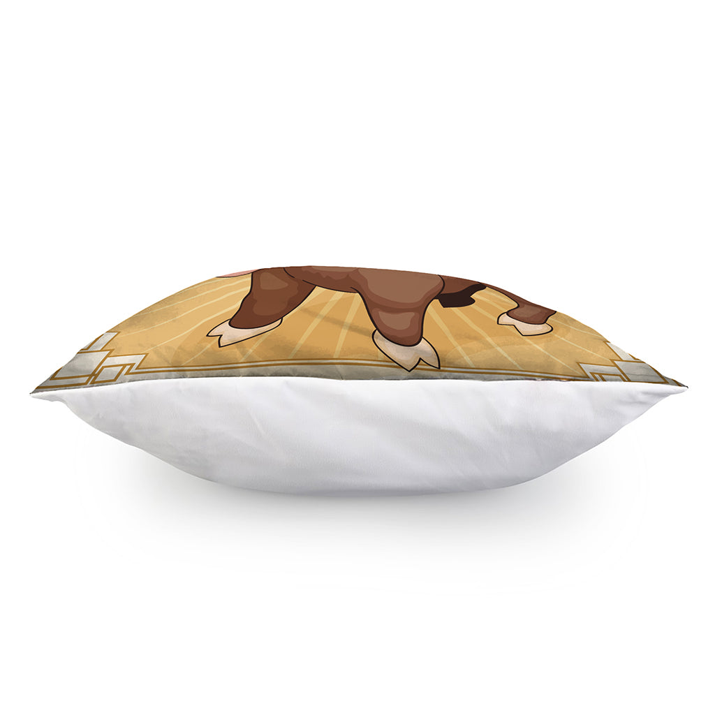 Cute Chinese Ox Zodiac Print Pillow Cover
