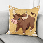 Cute Chinese Ox Zodiac Print Pillow Cover