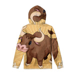 Cute Chinese Ox Zodiac Print Pullover Hoodie