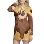 Cute Chinese Ox Zodiac Print Pullover Hoodie Dress